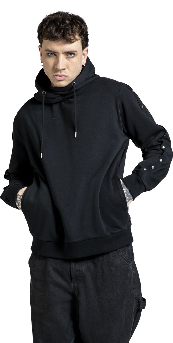 Gothicana By EMP Felpa Con Cappuccio Nera: Stile Rock Con Cinturini In Similpelle E Borchie