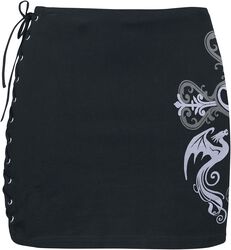 Gothicana X Anne Stokes - Skirt with lacing and lace, Gothicana by EMP, Minigonna