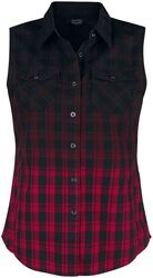 Black/Red Sleeveless Shirt with Chest Pockets