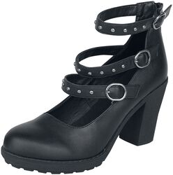 High heels with straps and rivets, Gothicana by EMP, Tacco alto