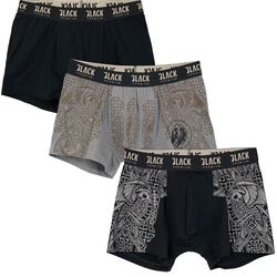 Black/Grey Boxershorts Set with Celtic-Style Prints, Black Premium by EMP, Boxer