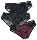 Ladies Panty - Set di 3, Black Premium by EMP, Abbigliamento intimo