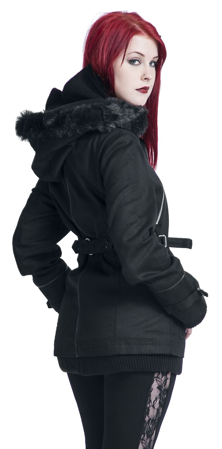 Poizen Industries Alice Bow Coat Black Corset Gothic Lace Long Emo Alt Heart M e