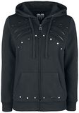 Gothicana X Anne Stokes - Black Hooded Jacket with Print and Details, Gothicana by EMP, Felpa jogging