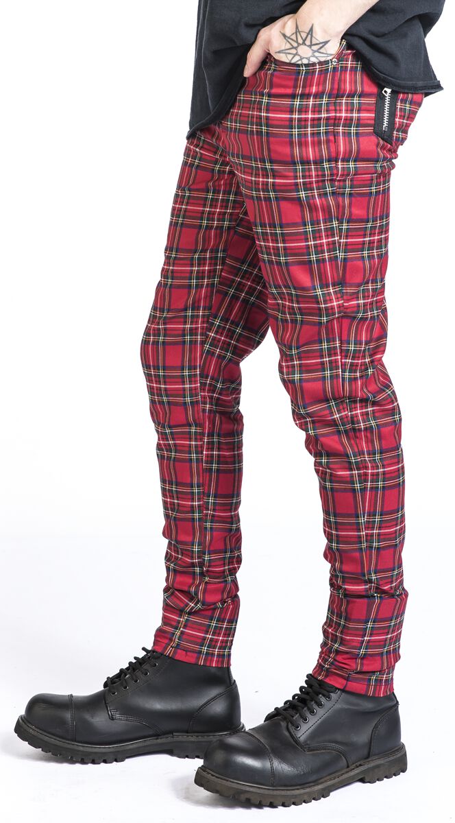 Relco - Pantaloni a Quadri Scozzesi Sta-Prest - Rosso e Verde