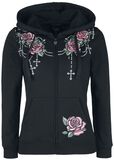 Rose-print zip hoodie, Rock Rebel by EMP, Felpa jogging