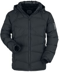 Black Puffer Jacket with Removable Hood, RED by EMP, Giacca invernale