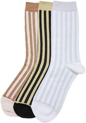 Three-pack of Lurex stripe socks