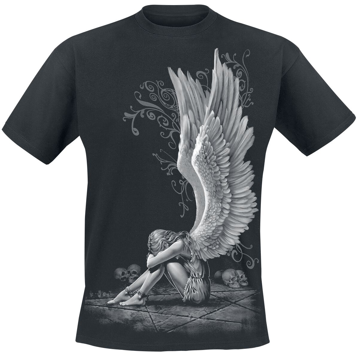 Spiral T-Shirt Donna, Stampa Scheletro Babbo Natale Horror, Cotone Di Alta Qualità, Moda Alternativa Gotica
