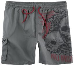Grey Swimshorts with Skull Print, Rock Rebel by EMP, Bermuda