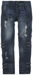 Jeans with Distressed Effects and Eyelets