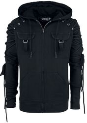 Black Hooded Jacket with Lacing, Gothicana by EMP, Felpa con cappuccio