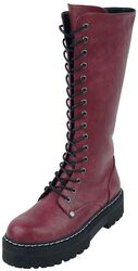 Dark Red Lace-Up Boots, Black Premium by EMP, Stivali