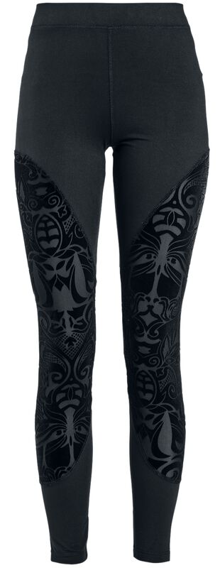 Leggings with semi-transparent inserts and flock print