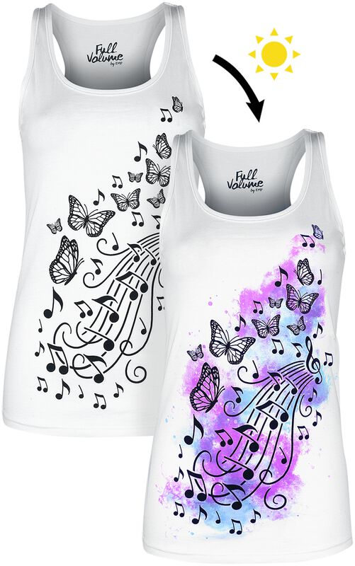 Tank top with butterflies and musical notes