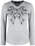 Grey Long-Sleeve with Print and Glitter Stones, Rock Rebel by EMP, Maglia Maniche Lunghe