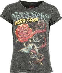 T-shirt with old school snake and puff print, Rock Rebel by EMP, T-Shirt