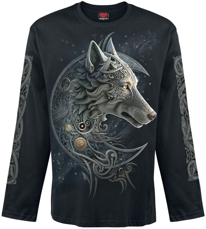 Celtic wolf Spiral Maglia Maniche Lunghe EMP