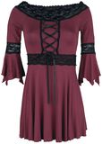Burgundy Long-Sleeve with Flared Sleeves and Lace, Gothicana by EMP, Maglia Maniche Lunghe