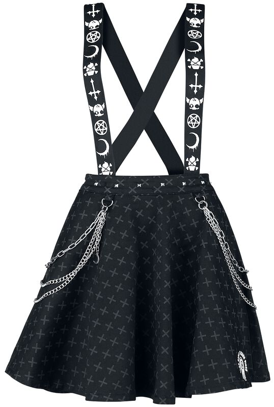 Phat Kandi X Black Blood by Gothicana Rock skirt with suspenders