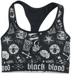 Bikini top with occult symbols, Black Blood by Gothicana, Reggiseno bikini