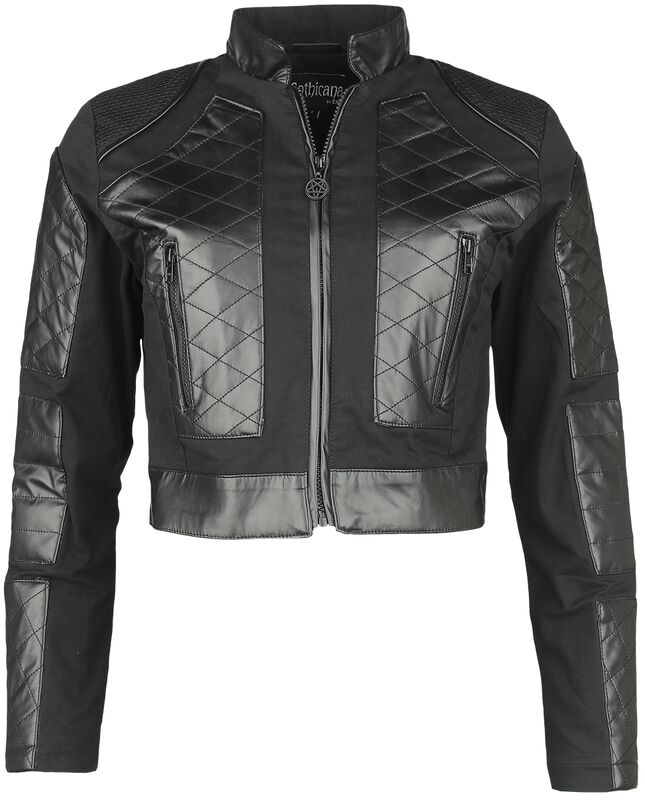 Short jacket with faux leather details