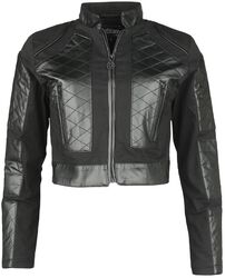 Short jacket with faux leather details, Gothicana by EMP, Giacca di mezza stagione