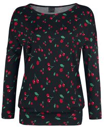 Cherries Loose Longsleeve, Pussy Deluxe, Maglia Maniche Lunghe