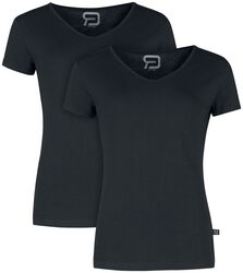 Two Black T-shirts with V-Neckline, RED Premium by EMP, T-Shirt
