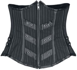 Striped Under-Bust Corset with Faux Leather Panels
