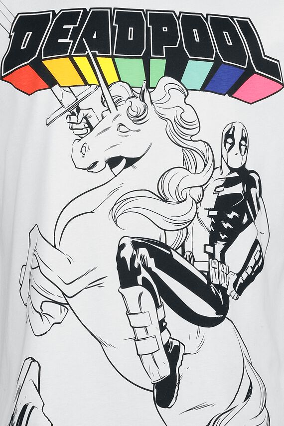 Maglietta Donna Marvel Deadpool On Unicorn - Girocollo Maniche Corte, Cotone Organico 100%, Stampa Ufficiale, Taglie S M L XL