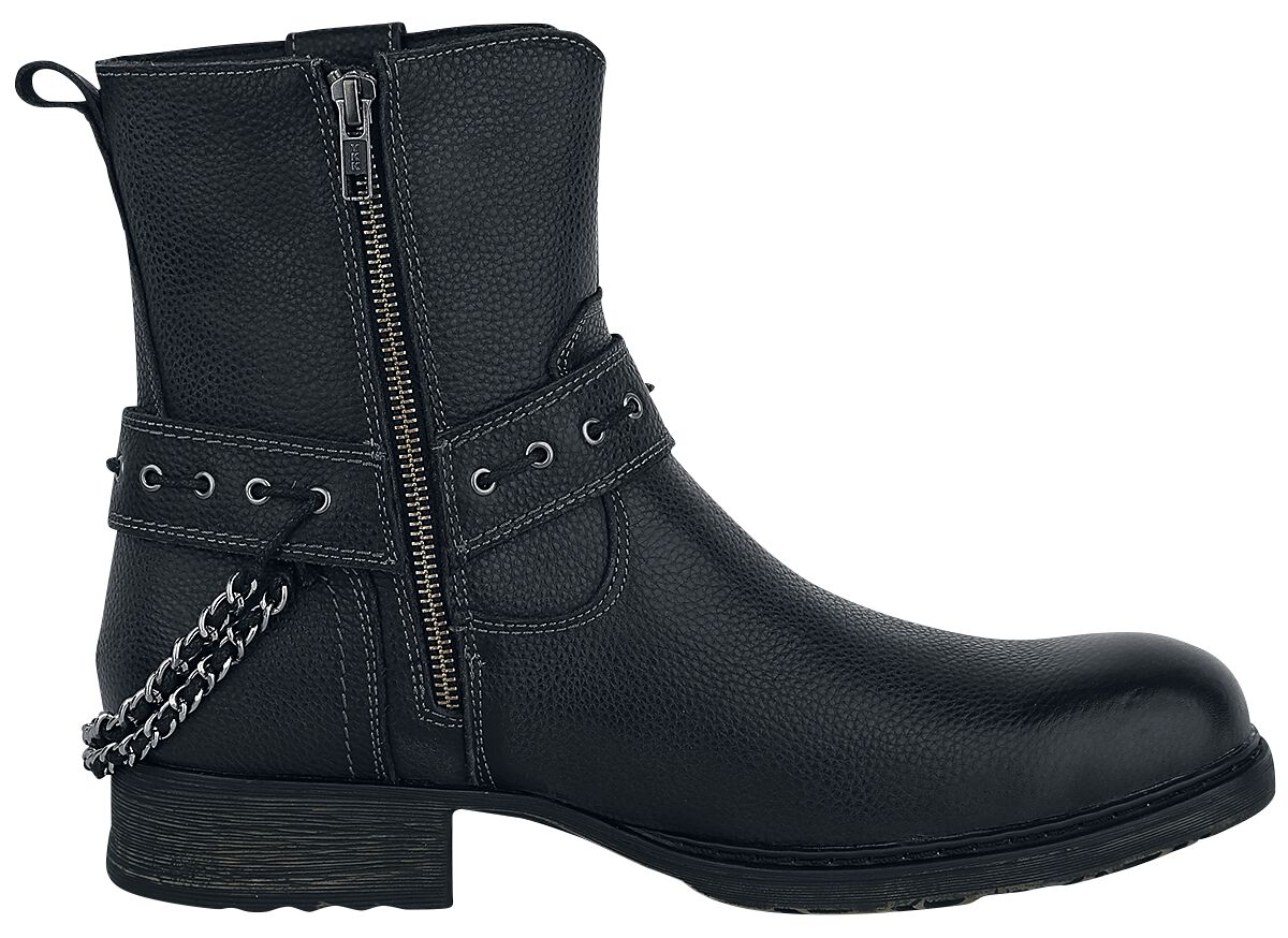 Black Biker Boots with Straps and Chains Rock Rebel by EMP