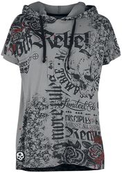 Relaxed-Cut T-shirt with Prints and Hood, Rock Rebel by EMP, T-Shirt