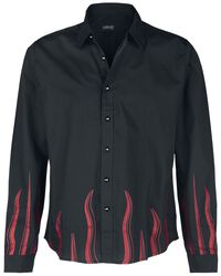 Long-sleeved shirt with flame print, Gothicana by EMP, Camicia Maniche Lunghe