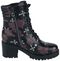Rose-print, lace-up boots