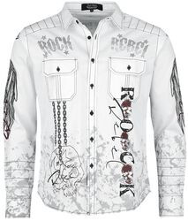 Shirt with Rock Rebel prints, Rock Rebel by EMP, Camicia Maniche Lunghe