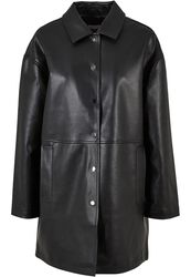 Ladies’ faux-leather coat, Urban Classics, Cappotto in similpelle