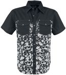 Allover Skull Shirt, Black Premium by EMP, Camicia Maniche Corte